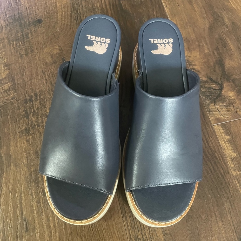 Sorel Navy Platform Sandals - Picture 2 of 4